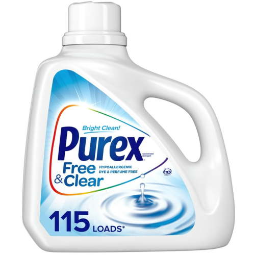 Purex Hypoallergenic Free & Clear Liquid Laundry Detergent, 150 Fluid Ounces, 115 Loads, Dye-Free