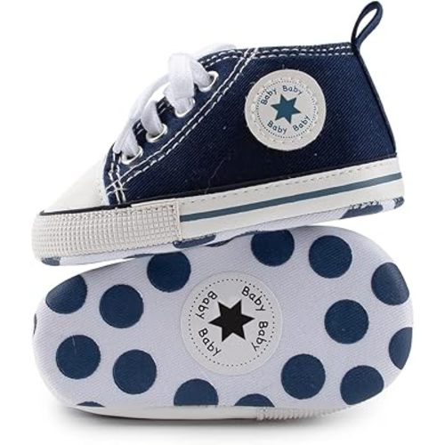 Meckior Save Beautiful Baby Girls Boys Canvas Sneakers Soft Sole High-Top Ankle Infant First Walkers Crib Shoes
