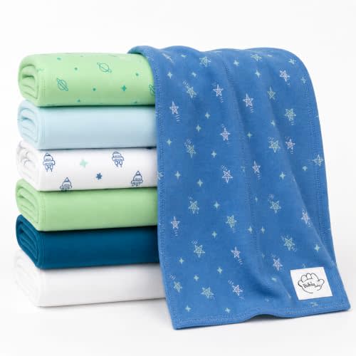 Baby Burp Cloths for Boys and Girls - 7 Pack Large 100% Cotton - Double Layered Extra Absorbent Burp Rags, Blue