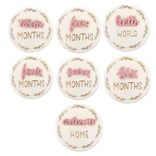 Liilaimic Baby Growth Signs 3D Monthly Photos Marker Disc 7 Pieces Decorative Month Marker Discs Home Decor for Wall Nursery Photography everyone