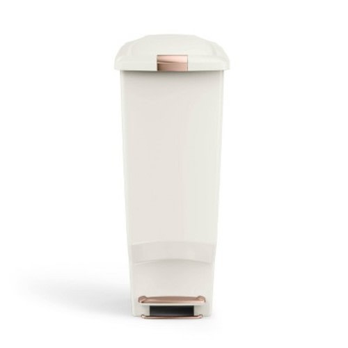 simplehuman 40L Slim Plastic Step Trash Can Cream