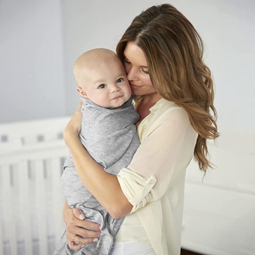 HALO 100% Cotton Sleepsack Swaddle, 3-Way Adjustable Wearable Blanket, TOG 1.5, Heather Gray, Newborn, 0-3 Months