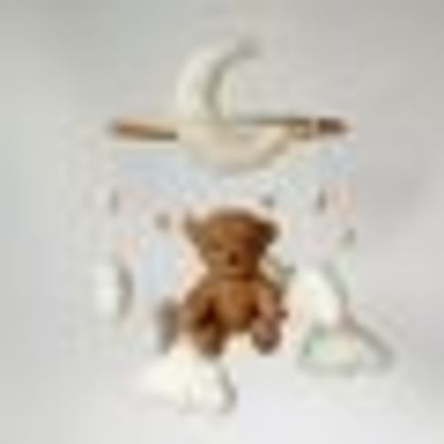 Boucle Teddy Bear Baby Mobile: Moon and Clouds Nursery Decor