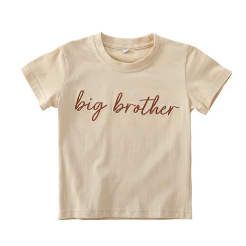 Big Brother T Shirt for Toddler Boy Announcement T-Shirt Sibling Reveal Embroidery Outfit Clothes 1t-5t