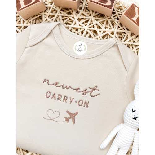 Embroidered Newest Carry on Onesie® Traveling Airplane husband pregnancy announcement, Baby Embroidered Onesie®, Funny Onesie®