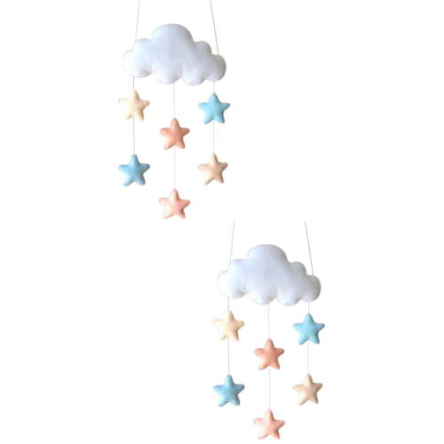 WORGEOUS 2pcs Cloud Hanging Decor DIY Baby Room Decor Kids Room Decoration for Baby Shower (Star)