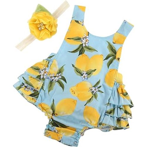 Baby Girl's Floral Print Ruffles Romper Summer Clothes