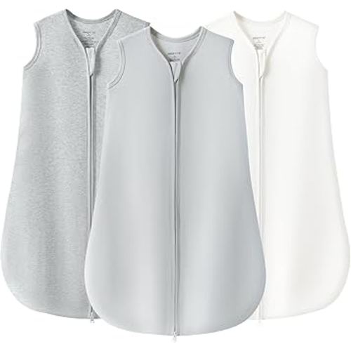 JELLYMONI Baby Sleep Sack 6-12 Months, 100% Cotton 3 Pack 0.5 TOG Baby Wearable Blanket Infant Sleep Sack with 5-Way Zipper Newborn Sleep Sacks