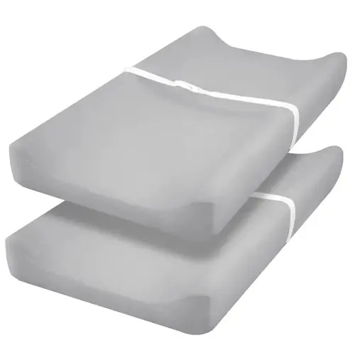 PHF Baby Changing Pad Covers for Boys Girls, 2 Pack Ultra Soft Breathable Microfiber Changing Pad Table Sheets for Most Baby Changing Pads, Grey & Grey