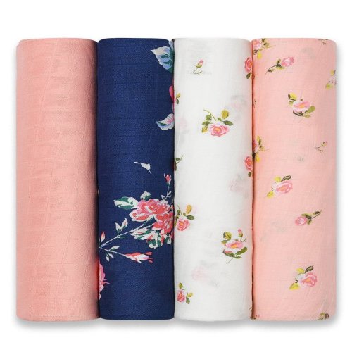 Momcozy Muslin Swaddle Blanket, Baby Receiving Blanket for Newborn, Bamboo, 47 x 47 inches, 4 Pack