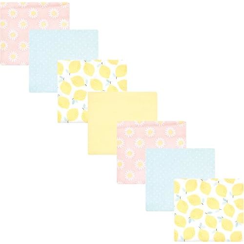 Hudson Baby Unisex Baby Cotton Flannel Receiving Blankets Bundle, Lemon Daisy, One Size
