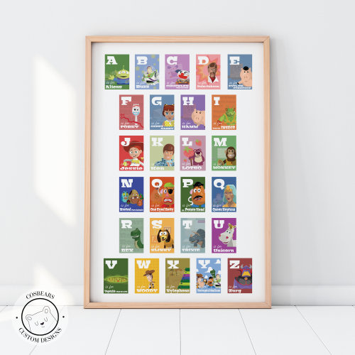 Toy Story Alphabet Print - A to Z Characters Poster - Nursery Wall Art - Kids Room Decor - Educational Gift - No Frame Included