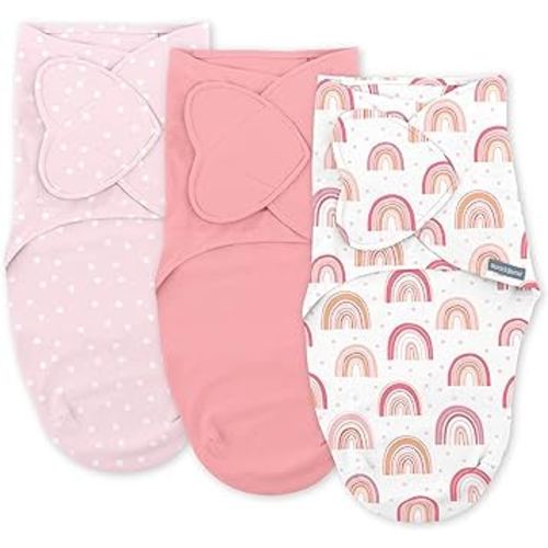 Ingenuity SwaddleMe Monogram Collection Swaddle, 3-Pack, for Ages 0-3 Months - Rainbow
