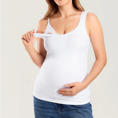 MOMANDA Women's Natrelax® Nursing Crop Tank Top - V Neck