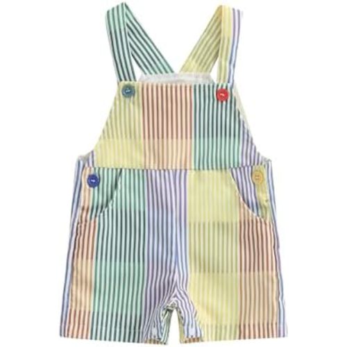 Rainbow Striped Overalls 6-12M