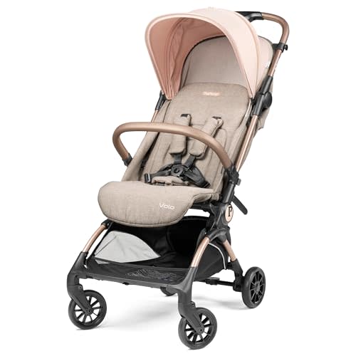 Peg Perego Volo, Ultra Lightweight Carry On Compliant Travel Stroller, Adjustable Features & Reclining Seat - Designed for Everyday Comfort from Newborn to 50lbs, Mon Amour (Beige & Pink)