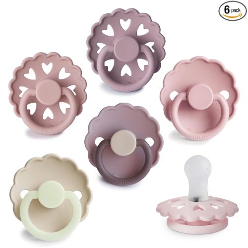 FRIGG SilkySoft Silicone Baby Pacifier 6-Pack Blooming Love | Made in Denmark | BPA-Free (0-6 Months)