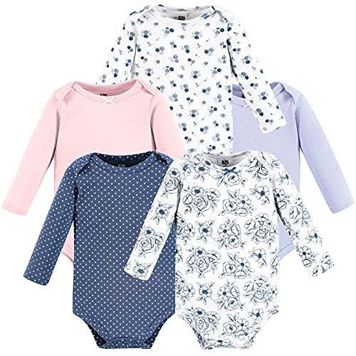 Hudson Baby baby-girls Cotton Long-sleeve Bodysuits 5-pack