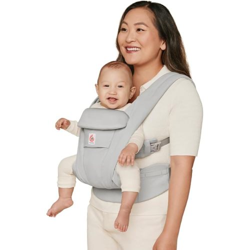 Ergobaby Omni Deluxe Baby Carrier Newborn to Toddler - Breathable Baby Carriers for Summer - All-Position Carrier with Enhanced Lumbar Support & Airflow (7-45 Pounds), Cotton, Pearl Grey