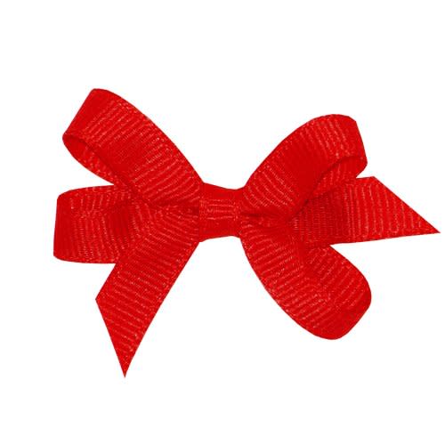 Wee Ones Girls' Classic Grosgrain Hair Bows with Plain Wrap Center, No-Slip Hair Clip, Handmade, Red, Baby