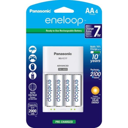 Panasonic Advanced Individual Cell Battery Charger Pack with 4 AA eneloop Rechargeable Batteries