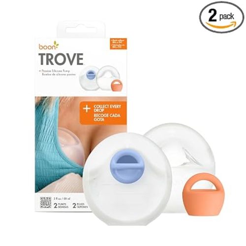 Boon Trove Silicone Manual Breast Pump - Discreet Milk Collector - 2 Count