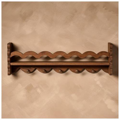Kinkeeping Brown Plate & Mug Wood Wall Rack