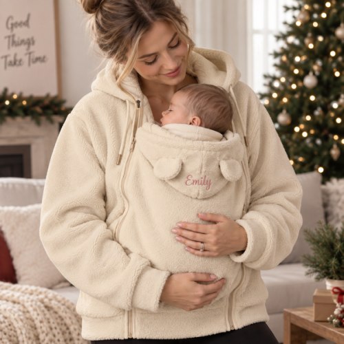 Hands-Free Babywearing Hoodie, Cozy Mama Baby Carrier Hoodie - Little Snug Fleece Gift - RWB Zone