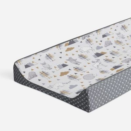Bacati - Woodlands Gray/Beige Gray Arrows Neutral Cotton Changing Pad Cover