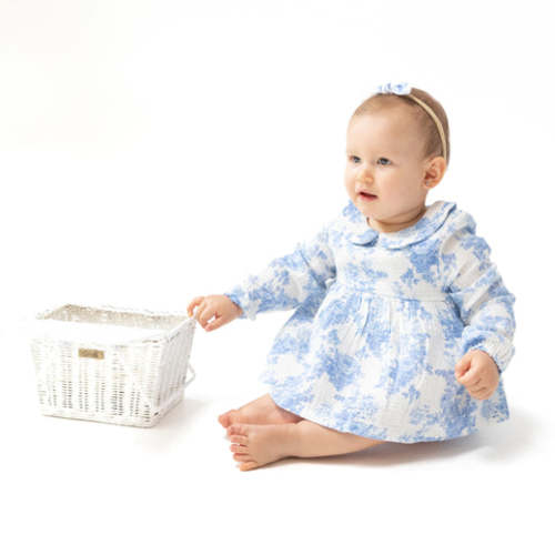 Dream Cottage Floral - Long Sleeve Peter Pan Collar Bubble with Skirt