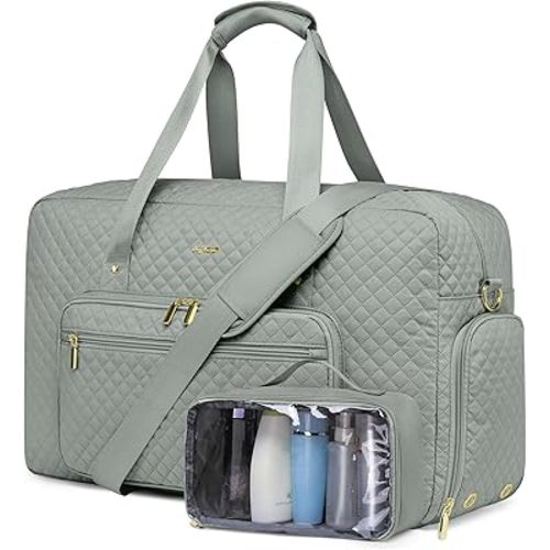Large Travel Duffle Bag for Women: Carry On Weekender Bags for Womens with Shoe Compartment Overnight Duffel Bags with Wet Toiletry Pocket for Weekend Gym Hospital Bag for Labor and Delivery (Green)