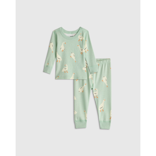 100% Organic Cotton Long Sleeve and Pant Pajama Set in Goosie