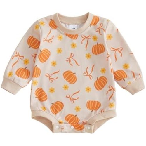 FYBITBO Fall Baby Girl Boy Clothes Cute Halloween Pumpkin Sweatshirt Romper Sweater Shirt Onesie Newborn Outfit