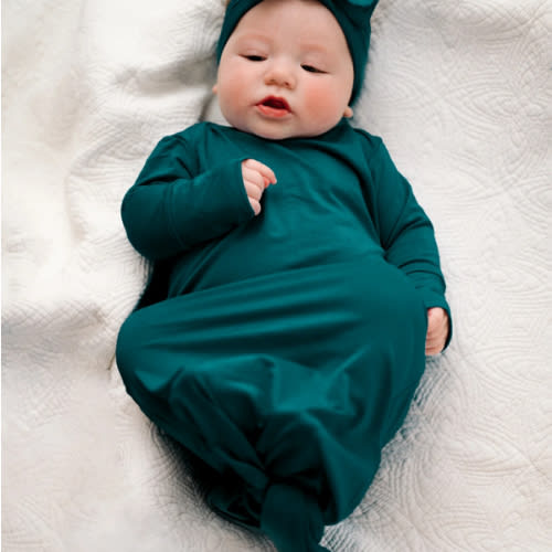 Baby Knot Gown Set: Deep Teal – Lila