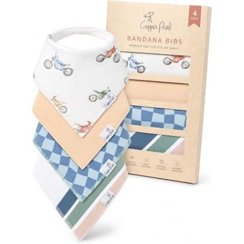 Copper Pearl Baby Bibs 4 Pack & 6 Pack, Bandana Drool Bibs for Baby Girl & Boy, Soft Cotton Bibs for Drooling and Teething