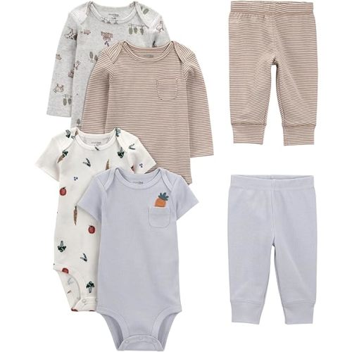 Simple Joys by Carter's unisex-baby 6-piece Bodysuits (Short and Long Sleeve) and Pants Set