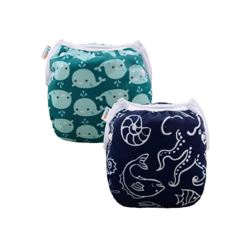 ALVABABY Swim Diapers 2pcs Baby & Toddler Snap One Size Reusable Adjustable Baby Boys' Swim Diapers for Swimming Lessons SW18-21
