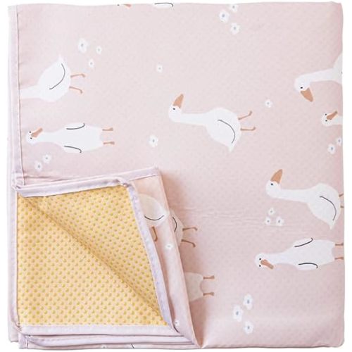 Baby Splat Mat for Under High Chair - Waterproof and Washable Eating Mat for Toddlers&Kids, Portable Play Mat and Table Cloth 43 inch (Duck)