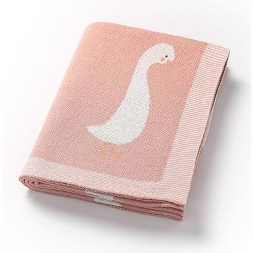 Baby Blanket 100% Cotton Adorable Goose Soft Swaddle Breathable Newborn Receiving Blankets for Boy Girl 40x30in Pink