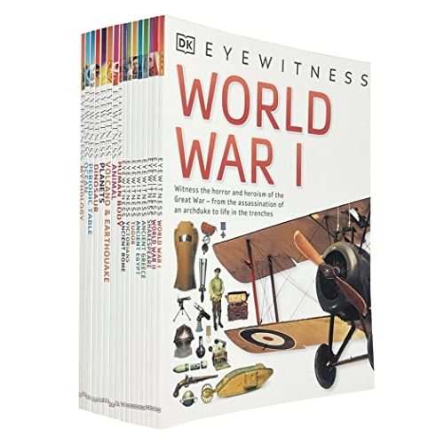 DK Eyewitness Collection 15 Books Set (Human Body,Ocean,Volcano & Earthquake,Animal,Planets,Periodic Table,Dinosaurs,Mythology,Ancient Egypt,Tudor,Victorians,Ancient Rome,Ancient Greece and More)