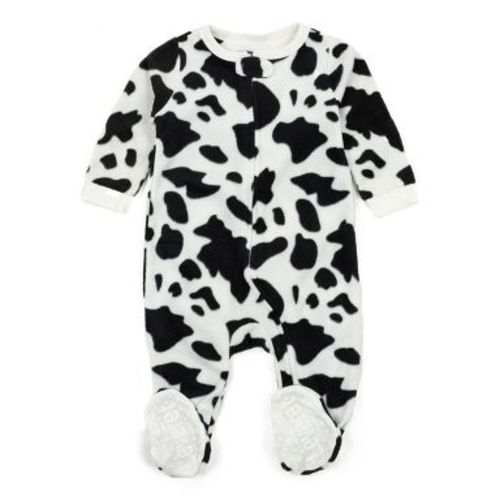 Leveret Footed Fleece Pajamas Cow Black 6-12 Month