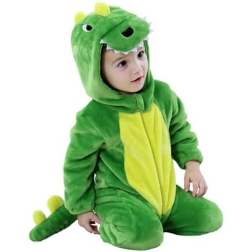 QIAONIUNIU Halloween Baby Green Dinosaur Costumes Toddler Outfit Infants Cosplay Romper 3-6 Months