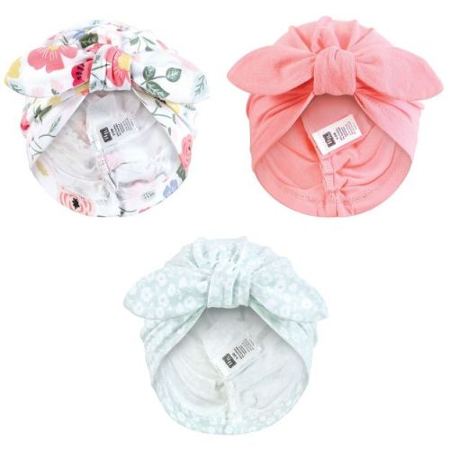 Hudson Baby Infant Girls Turban Cotton Headwraps, Modern Botanical, 0-24 Months