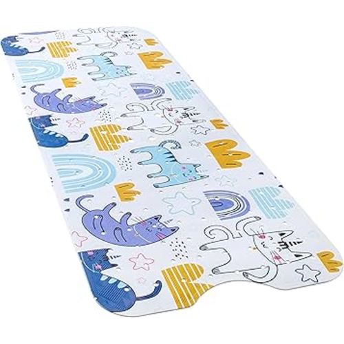 YINENN Bath and Shower Safety Mats 40x16 inch, Non Slip with Suction Cups for Bathroom Stall and Tub Floor, Extra Large and Machine Washable, Drain Holes Keep Bathtub Clean, Colored Cats