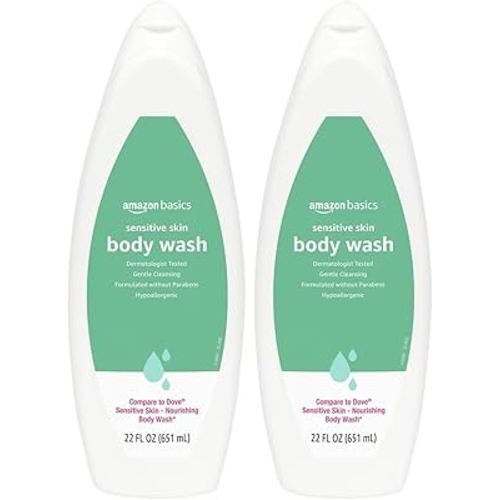 Amazon Basics Body Wash for Sensitive Skin, Hypoallergenic 22 fl oz (Pack of 2)