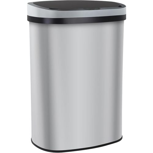 13 Gallon Kitchen Garbage Can 50L Stainless Steel Trash Can Garbage Bin Suitable Beautiful Garbage Can with Lid Sensor Trash Bin Garbage Bin with Lid Automatic for Office Bedroom Living Room, SS