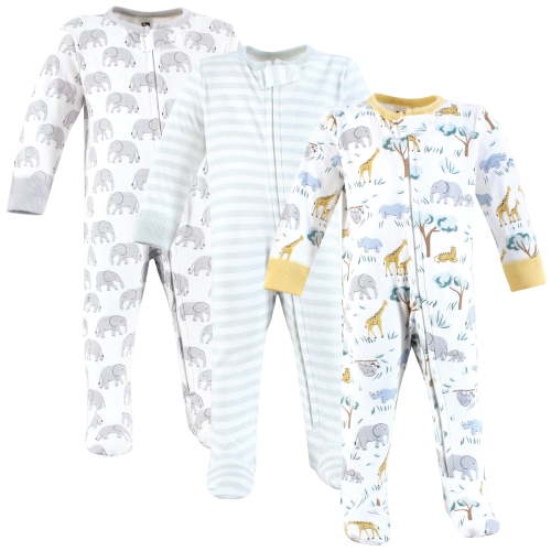 Hudson Baby Cotton Sleep and Play, Safari Friends, 0-3 Months