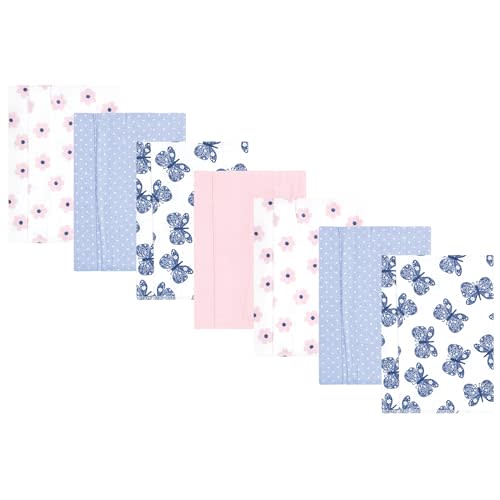 Hudson Baby Unisex Baby Cotton Flannel Burp Cloths 7-Pack, Beautiful Butterfly, One Size