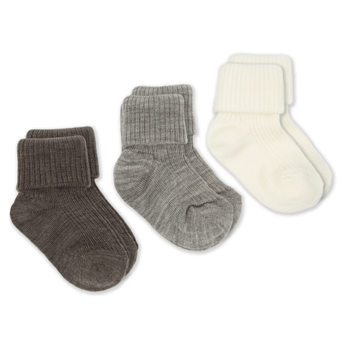 Wool Socks, Baby and Toddler, Brown-Gray & White
