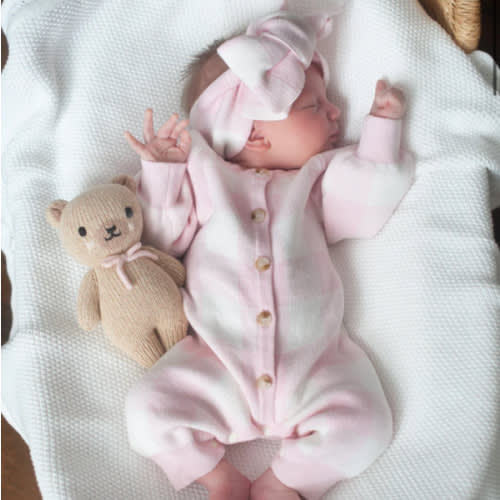 Gingham Knit Jumpsuit in Pink